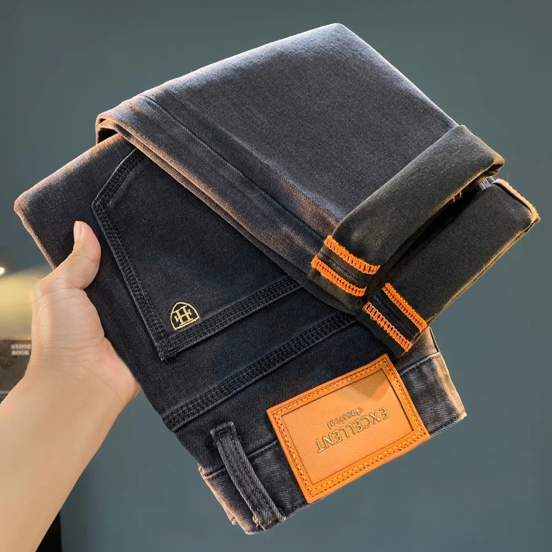 Nine point jeans s 2025 autumn trend black washed elastic versatile highend small leg pants men vintage handso 251205