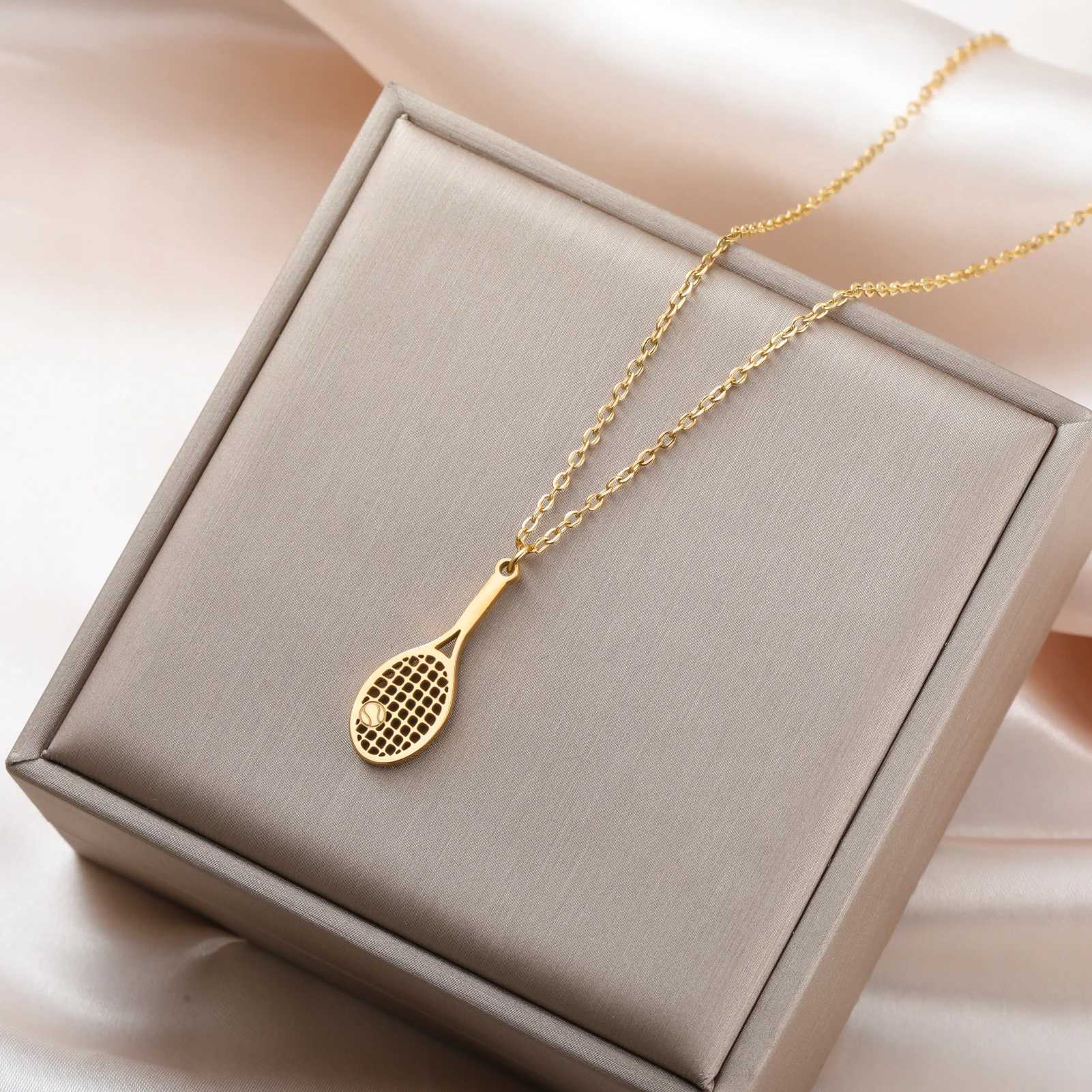Cazador Tennis Racket Pendant Womens Necklaces 2025 Stainless Steel Sport Trendy Jewelry Gold Color Necklaces Christmas Gift G251217