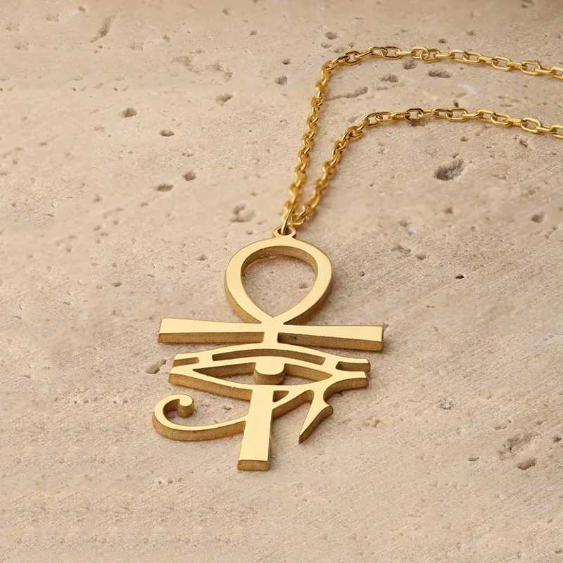 Classic Gold Plated Ankh Eye of Horus Pendant Necklace For Women Ancient Egyptian Jewelry Gifts G251217