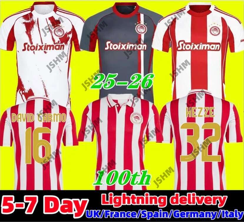 2025 2026 Olympiacos Away Soccer Jerseys 100th Centenary Greece Olympiakos UI JO HWANG MASOURAS OLEG KUNDE BIEL JAMES BAKAMBU EL ARABI 25 26 Third football