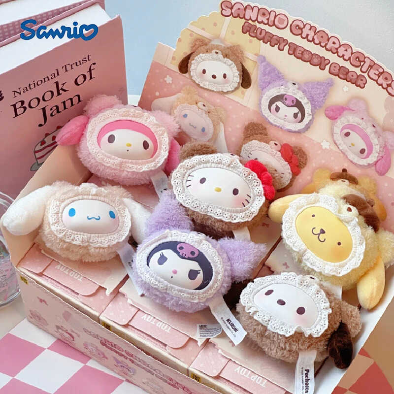 Sanrio Blind Box Family Plush Bear Series Pendant Blind Box Cute Kt Cat Kuromi Melody Plush Pendant Keychain Doll Surprise Gifts H251217