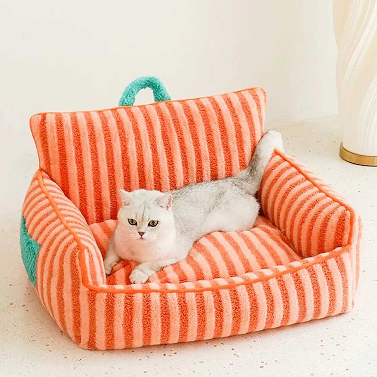 Cats Bed Stripe Bed Sofa Cushions Plush Houses and Habitats Puppy Pet Kitten Accessories Goods Mat Things Accessory M251217