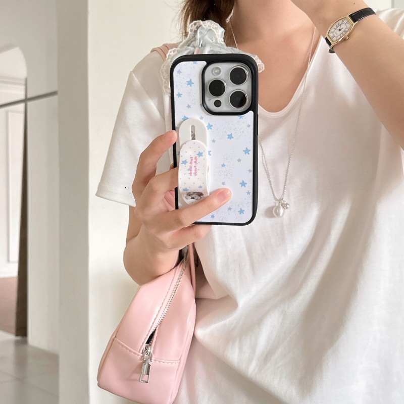 Ink Splash Star Compatible with 17 Max Apple iPhone 16 Band-Aid Stand Phone Case 15 Pro Creative