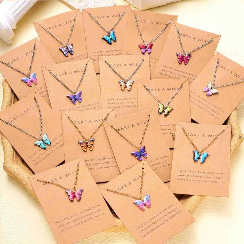 5 Pcs Fashion Boho Colorful Butterfly Necklaces Set for Women Korea Style Pendant Necklace Cute Jewelry Gift 2024 New G251217