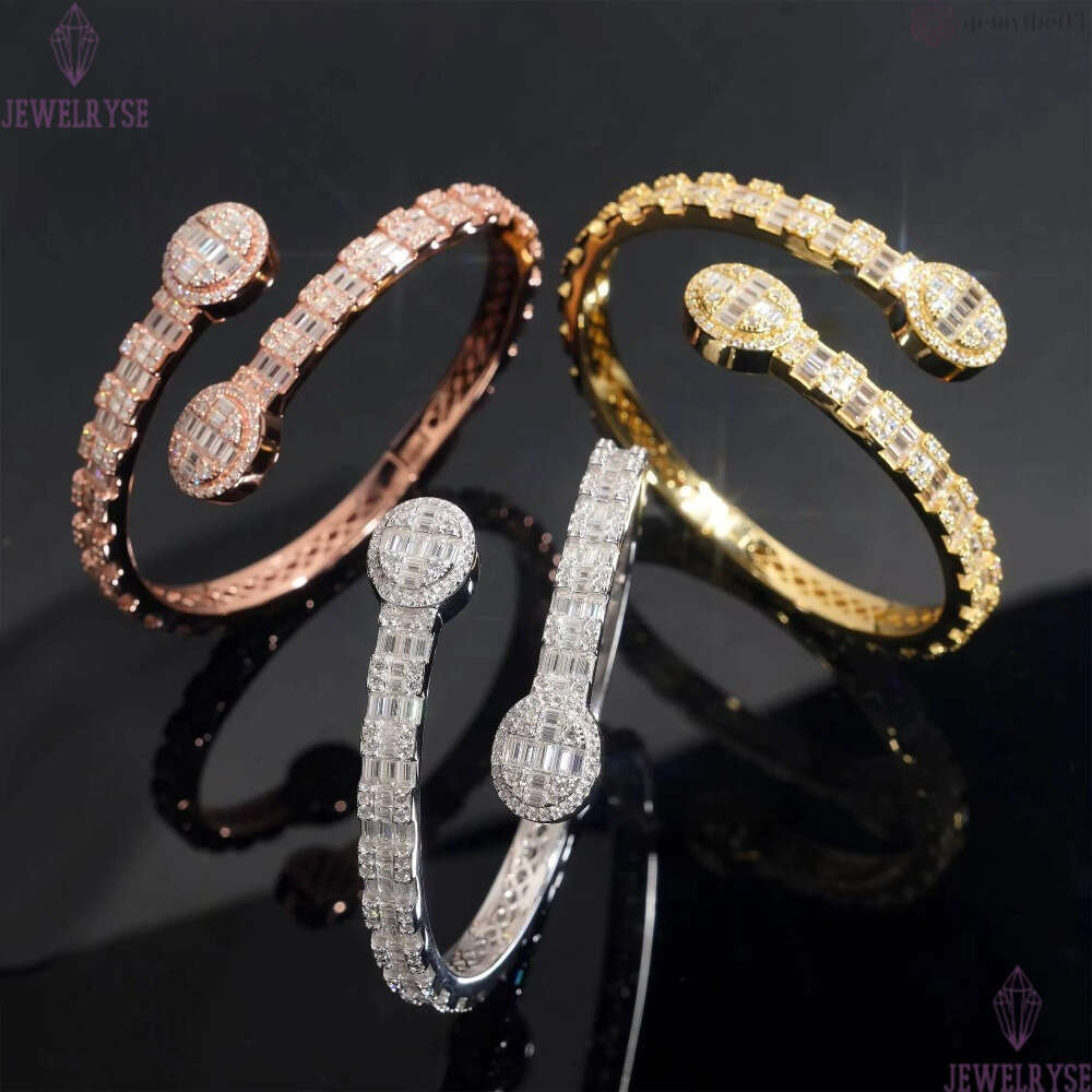 D Color VVS Miossanite Diamond 925 Silver Iced Out Hip Hop Jewelry Bracelet Bangle Men