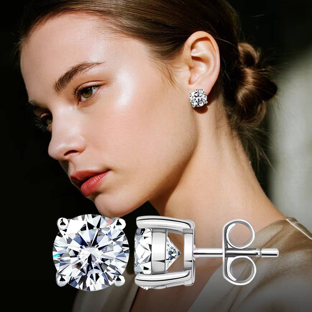 IGI Certificate CVD HPHT 05ct 1ct D VS1 Lab Created Diamond 14K Solid Gold Earrings Lab Grown Diamond Stud Earrings