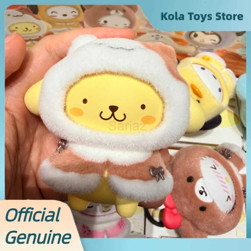 Sanrio Genuine Small Cloak Series Blind Box Cute Face Swap Flocked Figurine Doll Desktop Ornament Model Toys Mystery Box Gift H251217