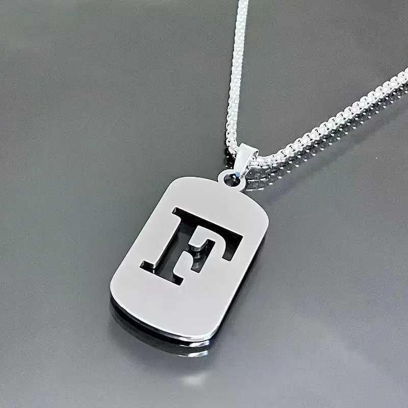 Fashion Punk Alphabet Letter A-Z Minimalist Pendant Necklace for Women Men Silver Color Titanium Steel Trendy Jewelery Gift G251217