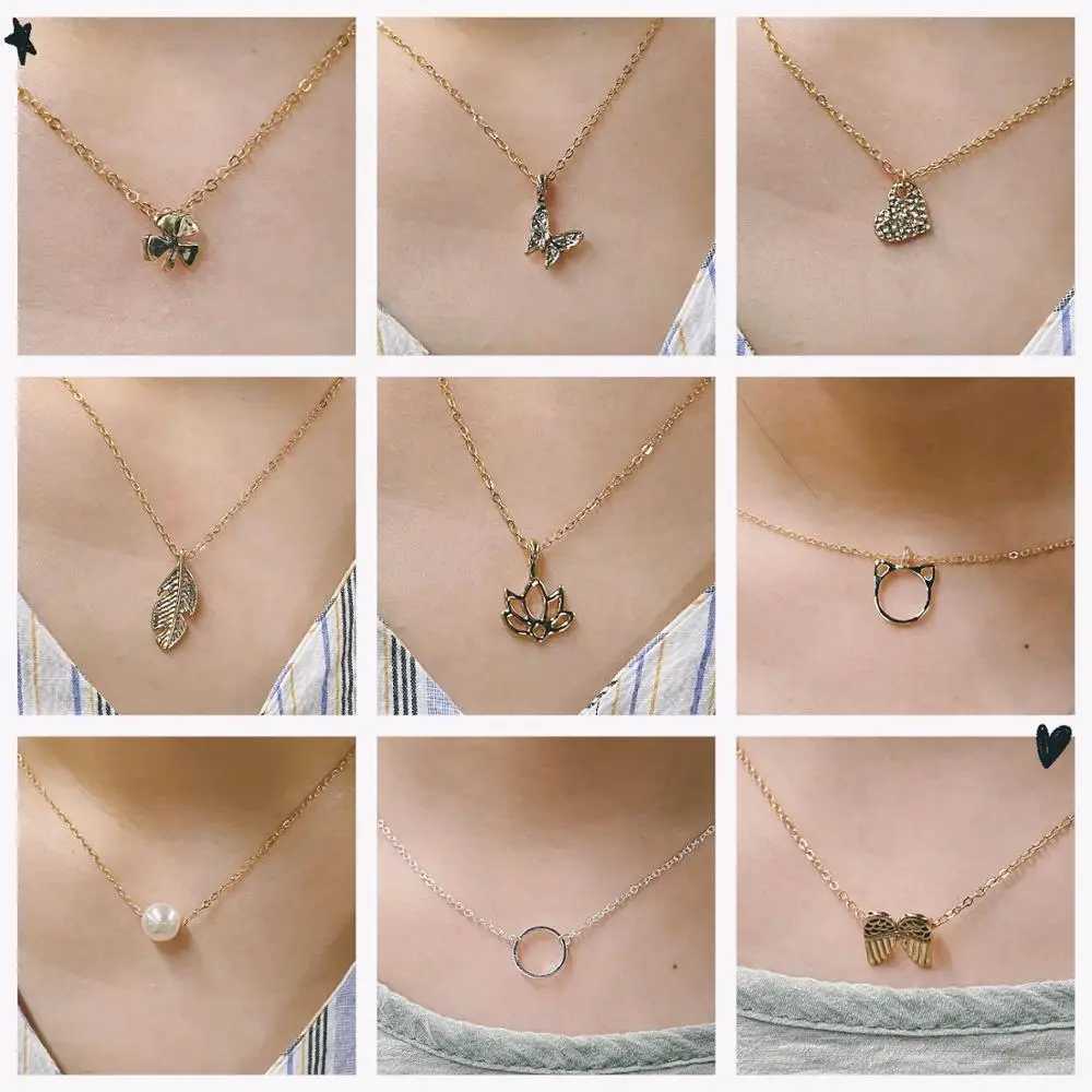 New Trendy Alloy Cute Elegant Sun Love Star Leaves Clover Unicorn Luck Pendant Necklaces for Women Fashion Accessories Jewelry G251217