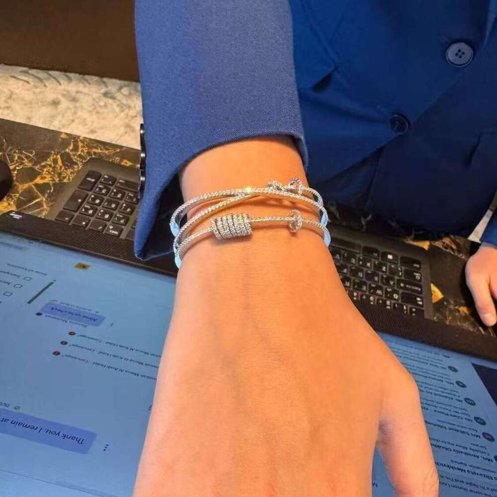 Fortune Comes and Goes Copper Inlaid Zircon Women's Ins Internet Celebrity Fashion Personality Multi-Layer Round Bracelet Ring