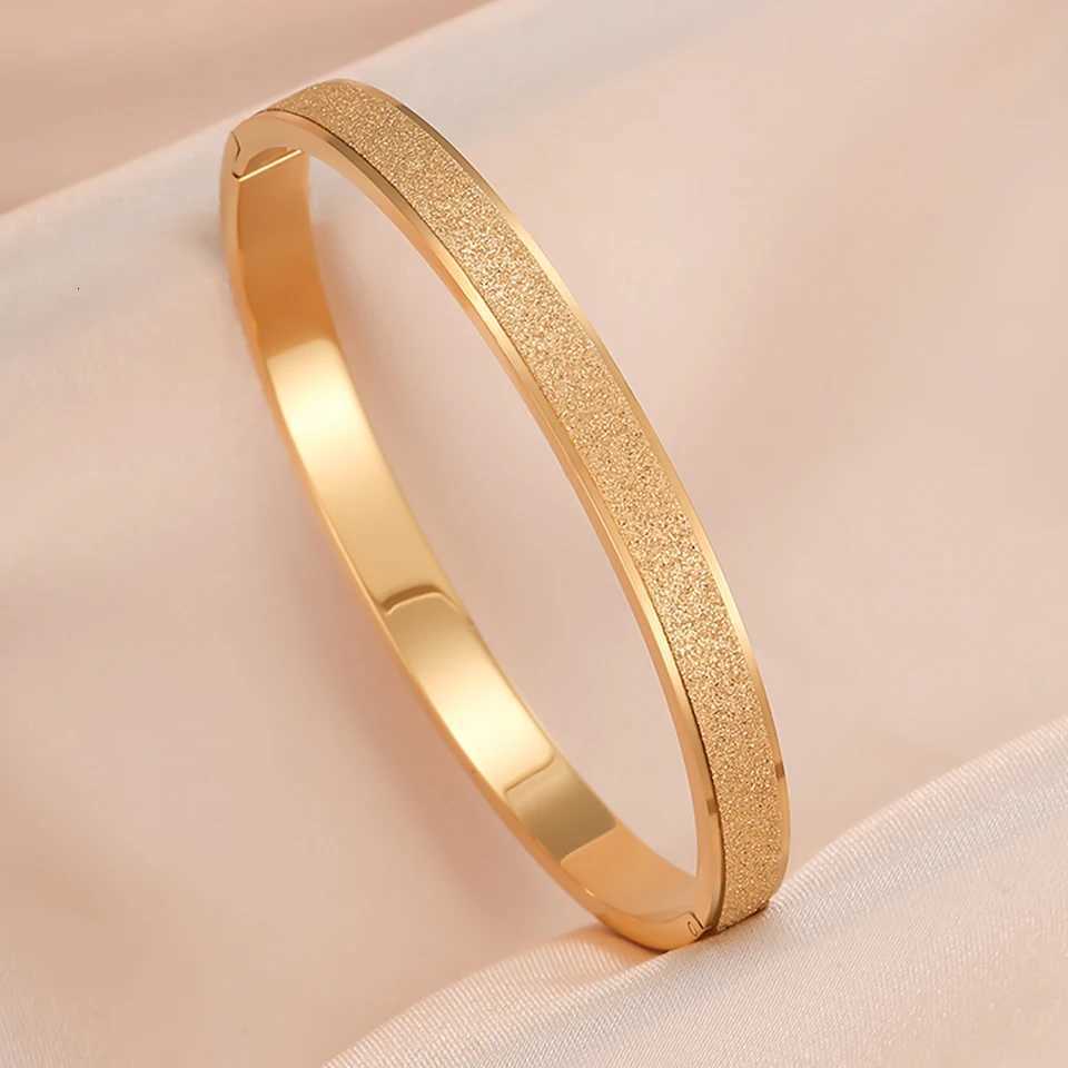 ZAKOL Stainless Steel Frosted Surface for Women Men Fashion Couple Stackable Bangle Waterproof Jewelry Gift M251217