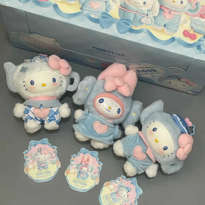 Sanrio Kawaii Blue Flutter Series Vinyl Face Plush Blind Box Kuromi Hellokitty My Melody Bag Pendant Decoration Birthday Gift H251217