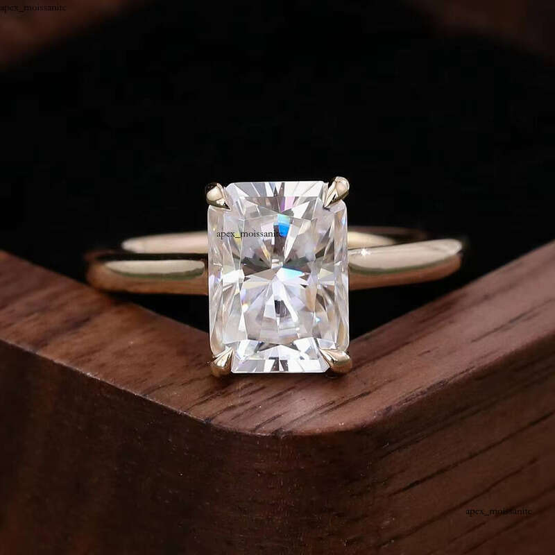10k Gold 3 CT Radiant Cut Solitaire Ring 7x9mm DEF Color VVS1 Clarity Transparent VVS Moissanite for Wedding and Anniversary - view 7