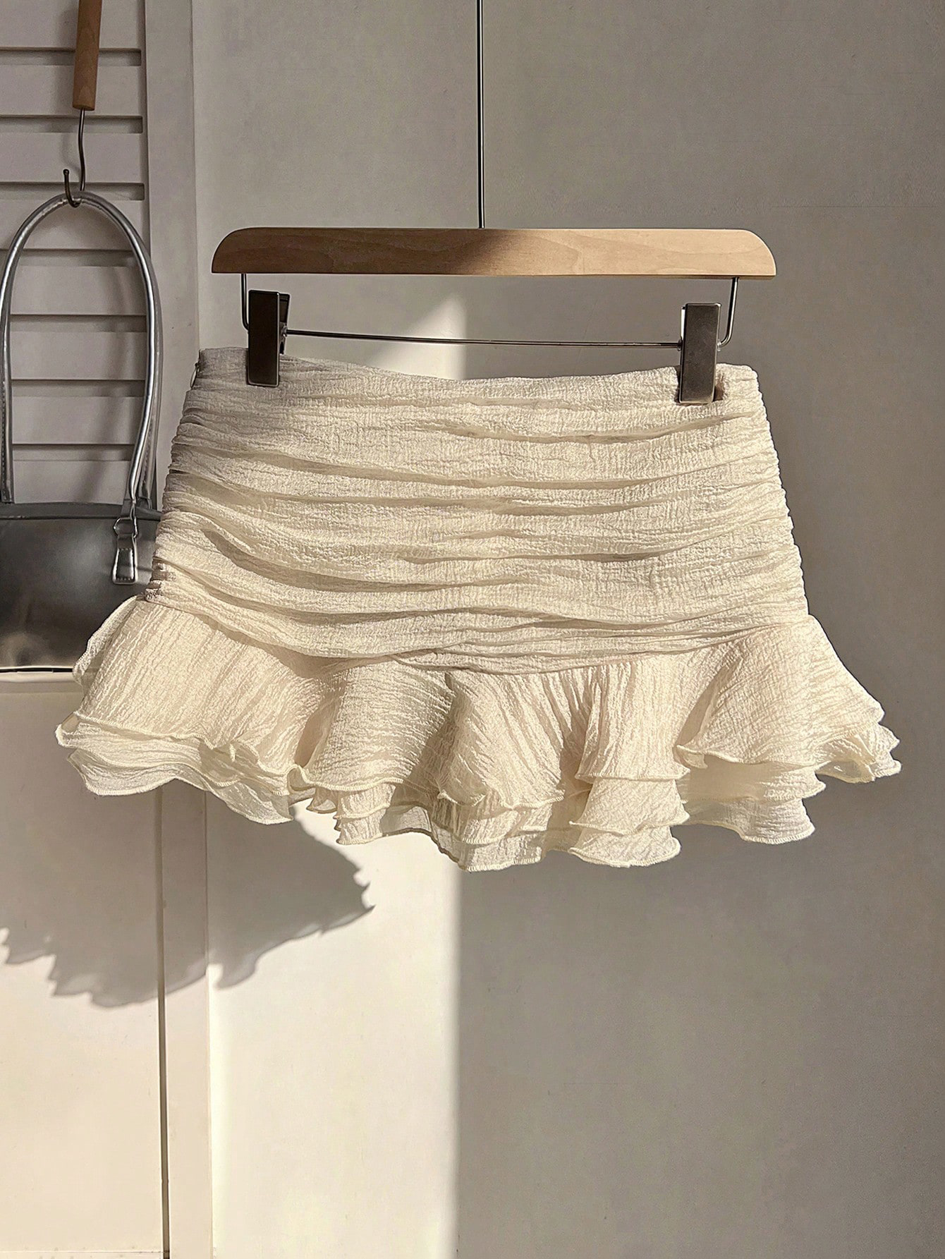 Pink Ruched Ruffle Mini Skirt for Women - High Waist Bodycon Short Skirt Casual Summer Streetwear--115