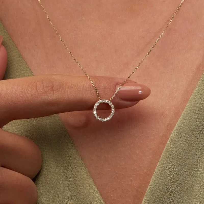 Fashion Trend Elegant Jewelry Simple Crystal Circle Pendant Necklace Golden Color Unquie Women Necklace Party Gift G251217