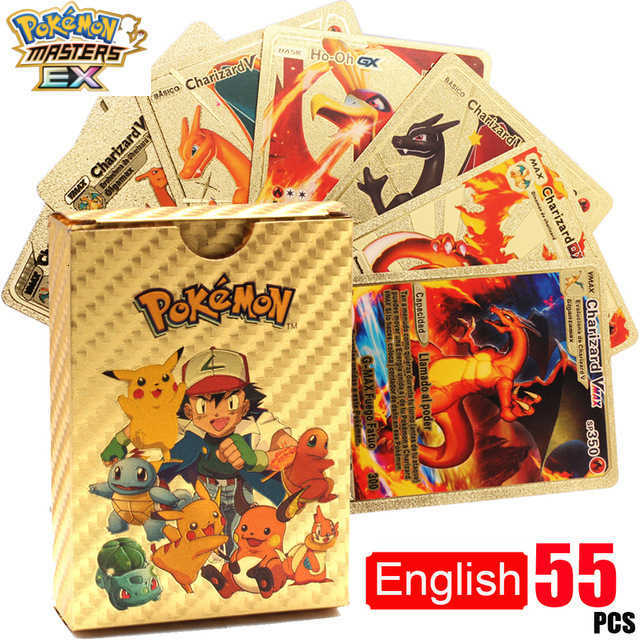 Pokmon Cards Rainbow Gold Card PTCG English Flash Card Pokmon Gold Foil Card Charizard Black Card Silver Card L251217OXBQ