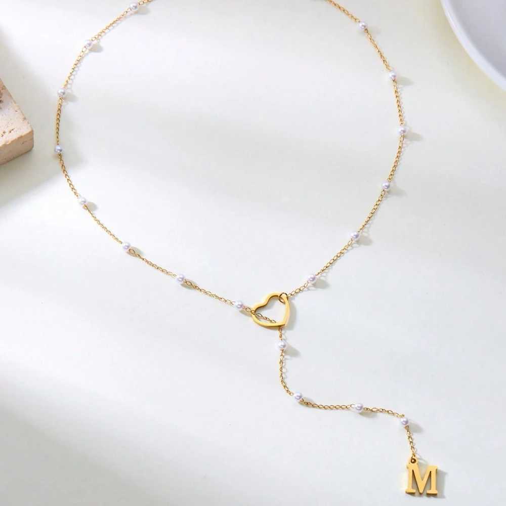 Dainty Gold Plated Stainless Steel Heart Letter Pendant Necklace for Women Choker Initials Necklace Gift For Girlfriend Mom G251217