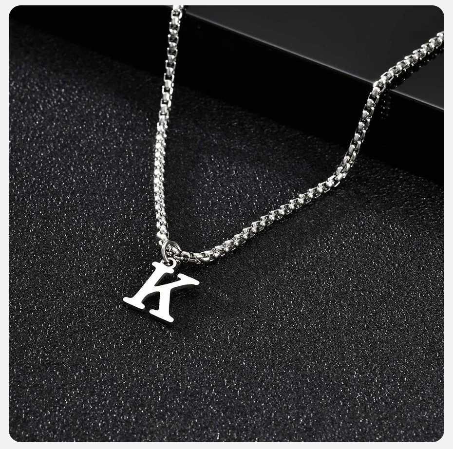 Vnox Simple A-Z Letter Necklace for Men Waterproof Stainless Steel 26 Letters Pendant NecklaceMens Minimal Initial Necklace G251217