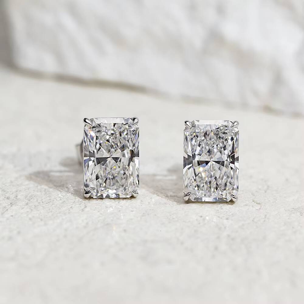 Messi Jewelry 10K 14k 18k With 18ct Radiant Cut Lab Grown Diamond Earring Stud 14K Gold Diamond Earrings IGI