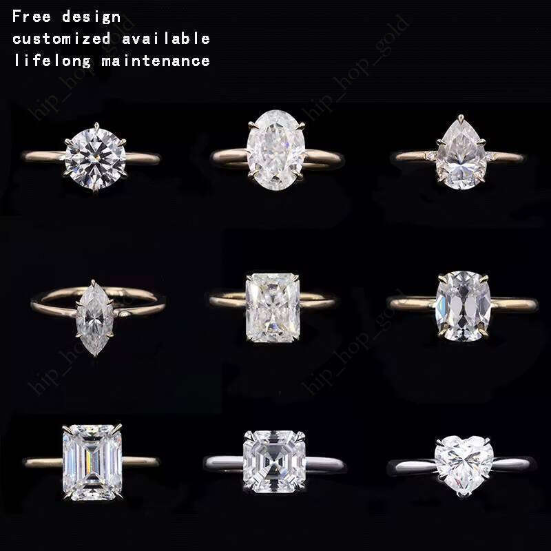 Starsgem Custom Fancy 14k 18k Gold Silicon Stone VVS Moissanite Women's Luxury Wedding Ring