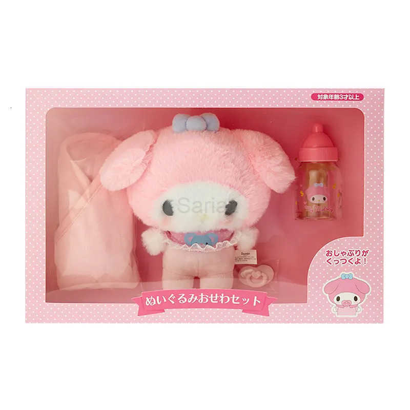 Sanrio Original Baby Bottle Doll Box Set Hello Kitty Cinnamoroll Melody plush Model Dolls Collection Rooms Decoration Desk Toys H251217