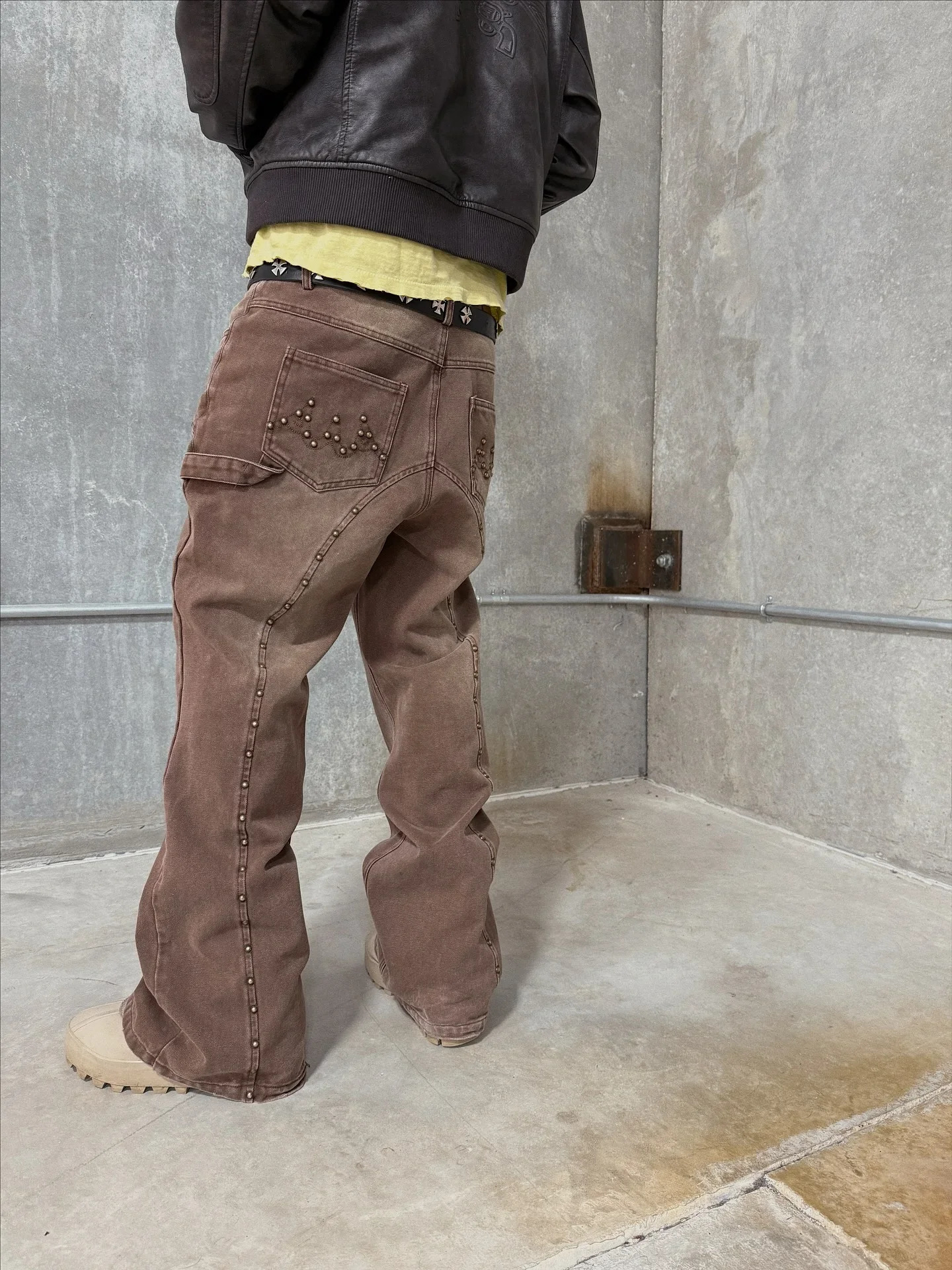 American Retro Bead Embroidery Jeans Men Women Fashion Trend Loose Pants Washed Hip Hop Pattern Couple Wide 251205