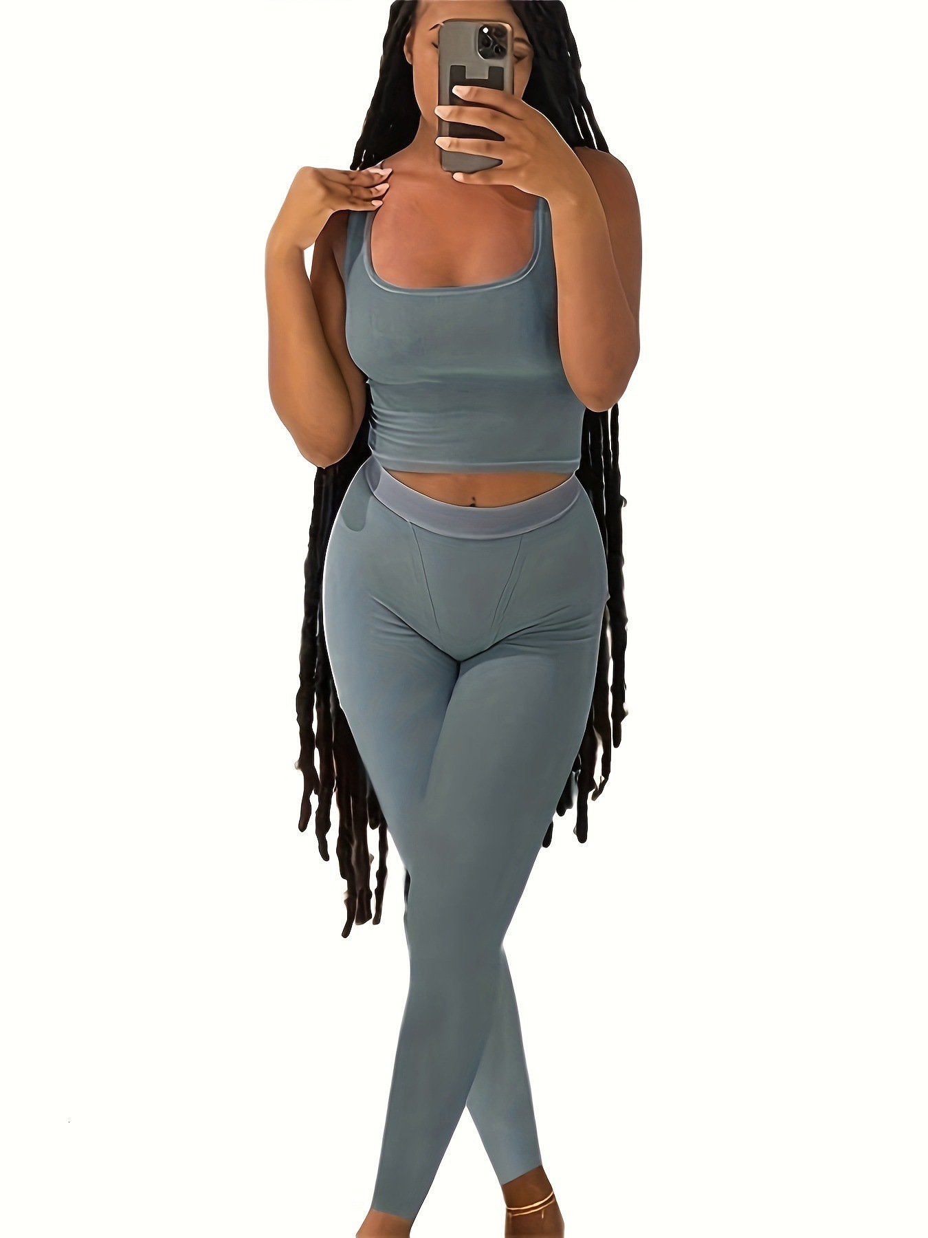 2025 2Piece Solid Color Fitness Set Sports Tank Top Bra HighWaisted 241105Z