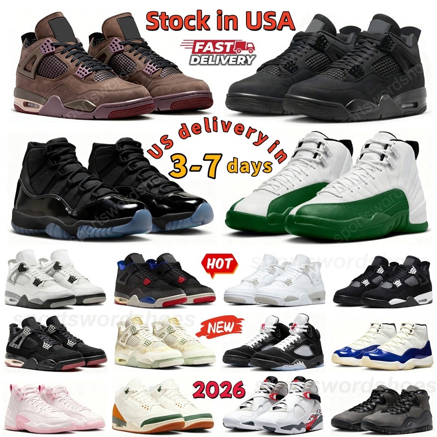 Mens 4 Basketball Shoes Black Cat 4s Sneakers 3 3s 5 5s 11 11s 12 12s University Blue White Cement Thunder Gamma Blue Taxi Wolf Grey Pine Green Oreo Women Sports Trainers