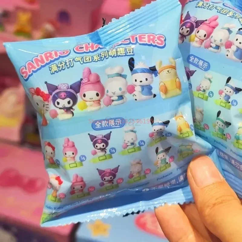 Sanrio Genuine A Perfect Cheering Team Cute Bean Blind Box Hello Kitty Mini Ornament Kuromi Pochacco Trend Toy Birthday Gift H251217