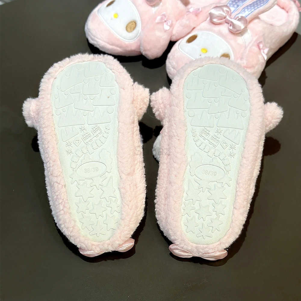 Sanrio Lovely My Melody Slippers Japanese Style Indoor Shoes Cartoon Anime My Sweet Piano Warm Slippers Autumn Winter Flat Non-slip H251217