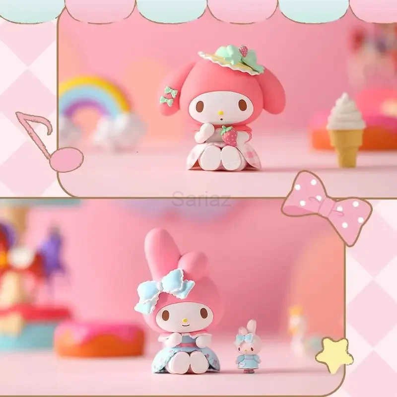 Sanrio 2025 HOT NEW GOOD Piquenique Morango Surprise Blind Box Tea Party My Melody Desktop Decoration Handmade Gift Miniso H251217