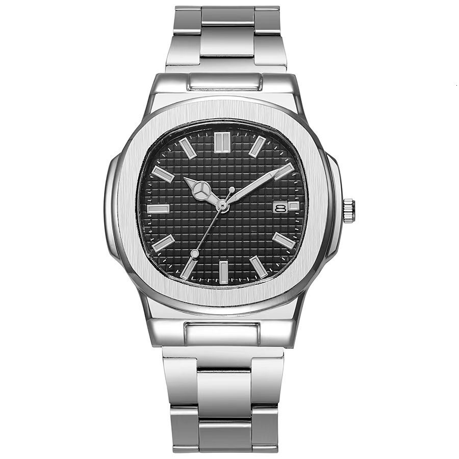 2025 New Square Sports Calendar Steel Band Watch Men's Steel Band Quartz Wristwatch Manufacturer Wholesale