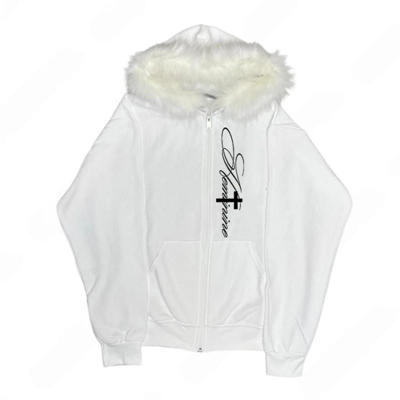 Y2K Zipper Hoodie Collar Harajuku Street Mens and Womens Hip Hop Zipper Hoodie Sportswear Retro Rock Gothic Loose Punk 251204