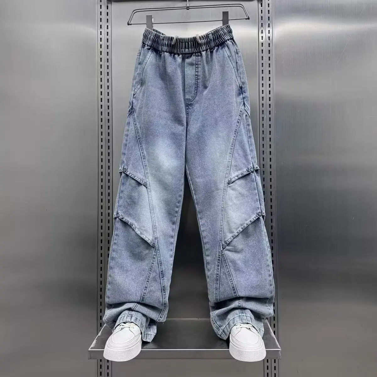 HighEnd Black Washed Straight Leg Jeans Loose Fit 2025 Trendy High Street Casual Pants for Men 251205