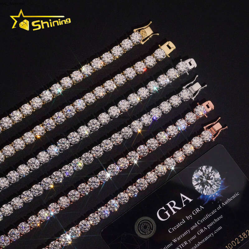 GRA Certified 925 Sterling Silver VVS Chain Hip Hop Men Women 6.5mm Moissanite Tennis Necklace Fine Jewelry