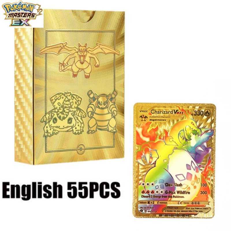 Pokmon Cards Rainbow Gold Card PTCG English Flash Card Pokmon Gold Foil Card Charizard Black Card Silver Card L251217OXBQ
