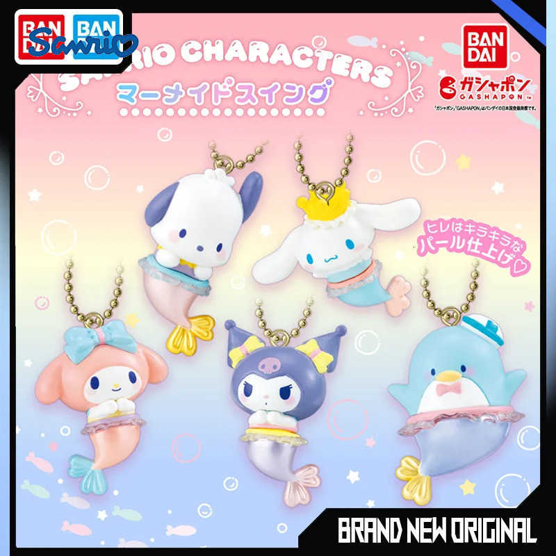 Sanrio Bandai Action Figures Model Kuromi Melody Pochacco Cinnamoroll Mermaid Shaped Pendant Gashapon Ball Official Genuine H251217