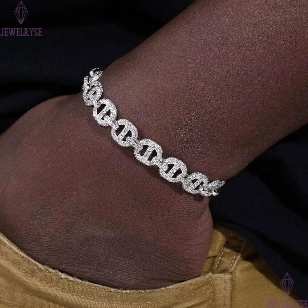 High Quality 11mm Hip Hop Bracelet Gold Plated Brass 5A CZ Diamond Ice Out Fashion Link Bracelet for Men Gift