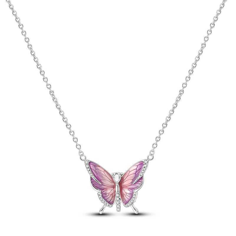 2025 New 925 Sterling Silver Necklace Zircon Heart Butterfly Simple Necklaces For Women Anniversary Birthday Jewelry Gift Female G251217