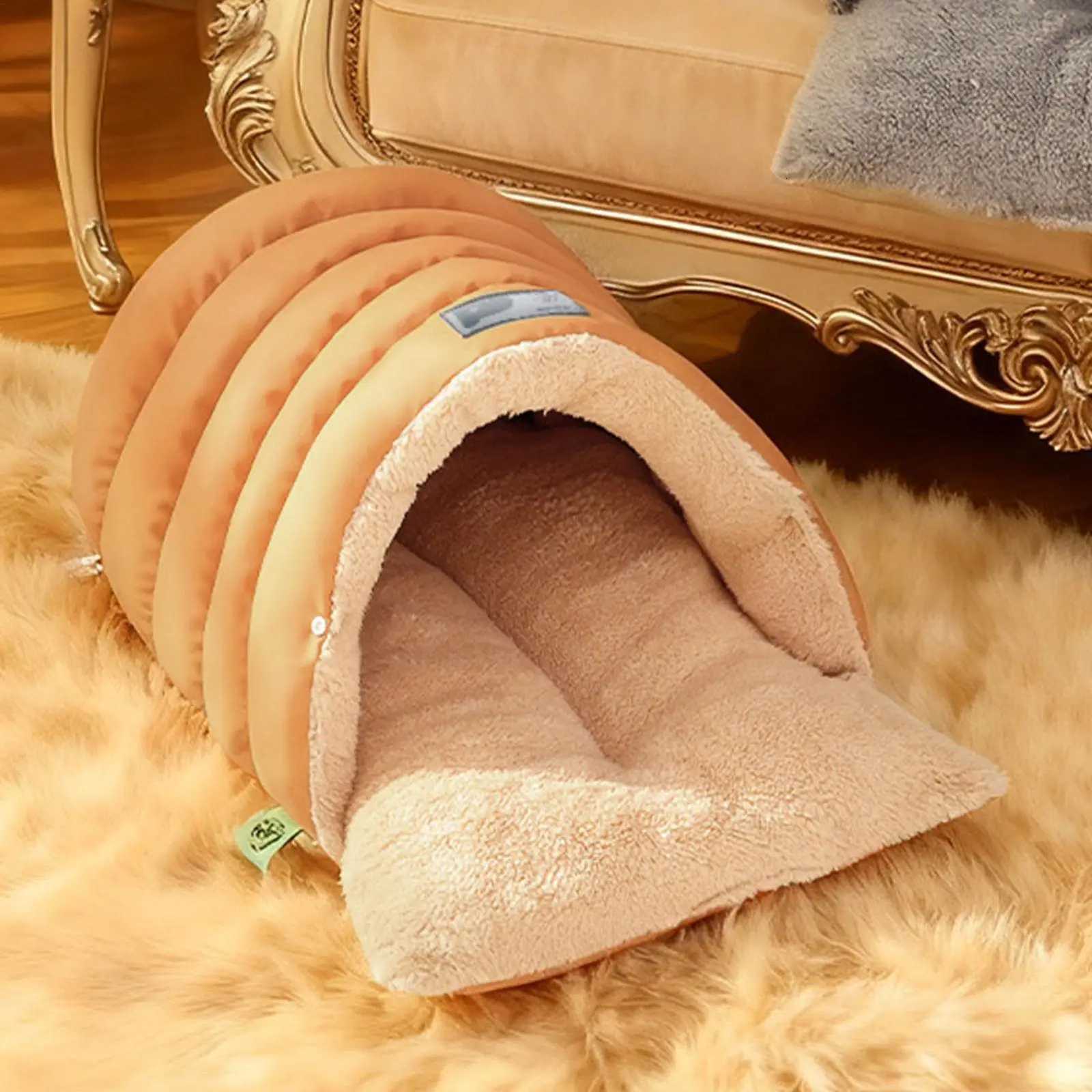 Semi Enclosed Pet Cave Bed Warm Comfortable Windproof Sleeping Sack Washable Pet Nest for Cats Small Dogs Indoor Outdoor M251217