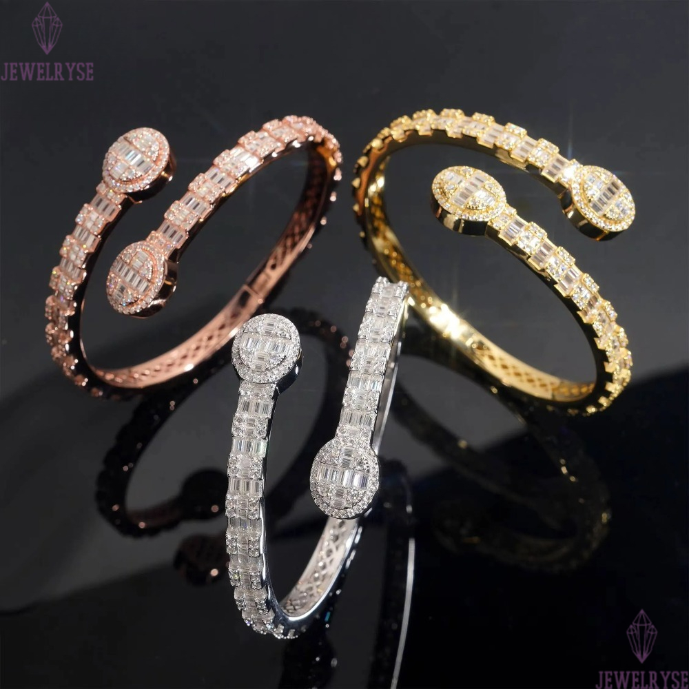 D Color VVS Miossanite Diamond 925 Silver Iced Out Hip Hop Jewelry Bracelet Bangle Men