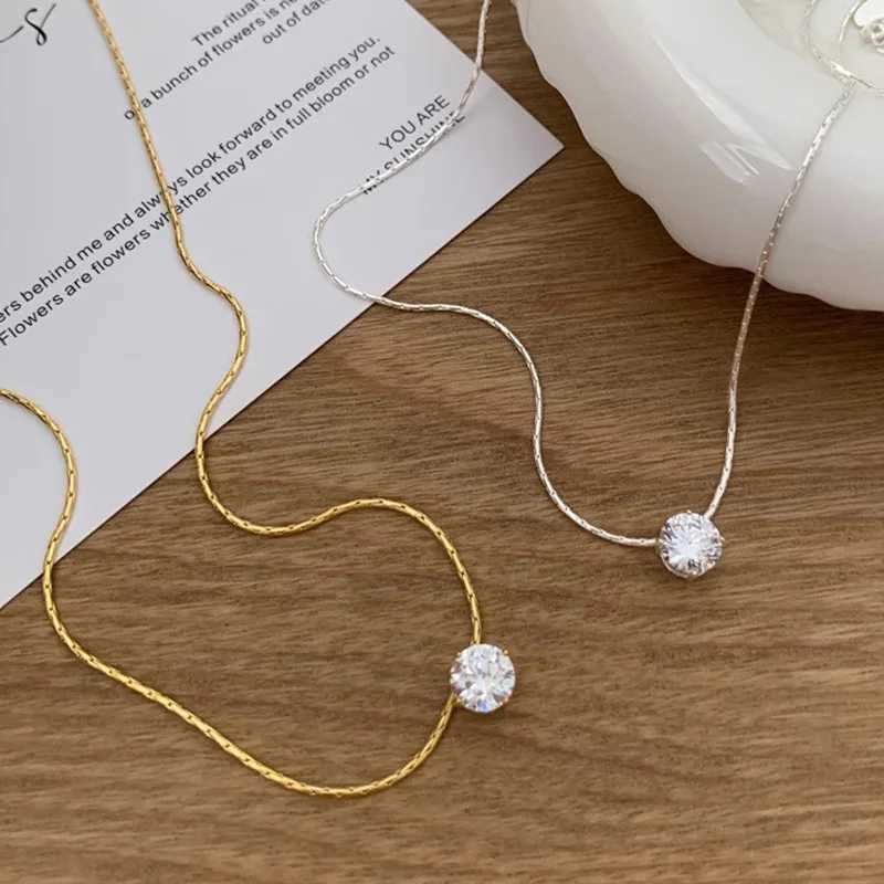 Perisbox Dainty Minimalist Solitaire Zircon Charm Necklace Anti Tarnish Stainless Steel Chain Round Clear Cz Stone Necklace New G251217