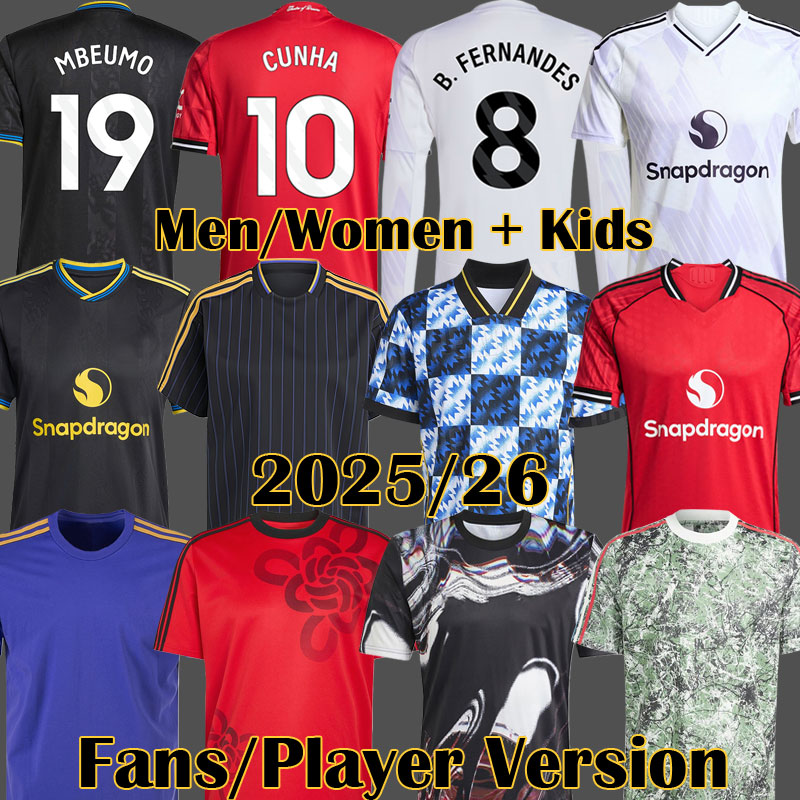 CUNHA 25 26 Pre Match soccer jerseyS Stone Roses Collection SESKO MBEUMO 2025 2026 B. FERNANDES Kids MAN Icons football shirts kit MUTDES Lifestyler Lucky Knot 3XL 4XL