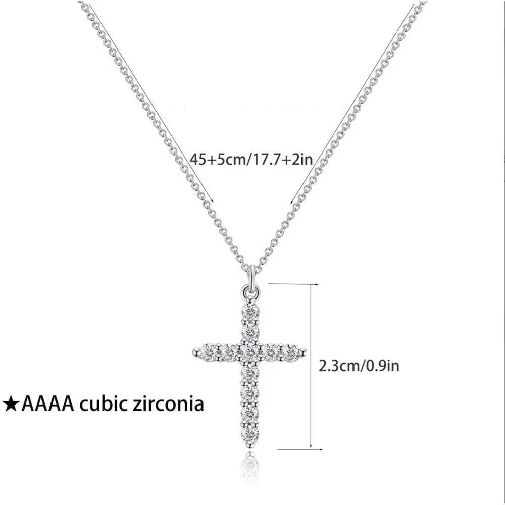 Silver Plated K Gold Plated Cubic Zirconia Cross Necklace for Women Cross Faith Pendant Necklaces For Gift G251217