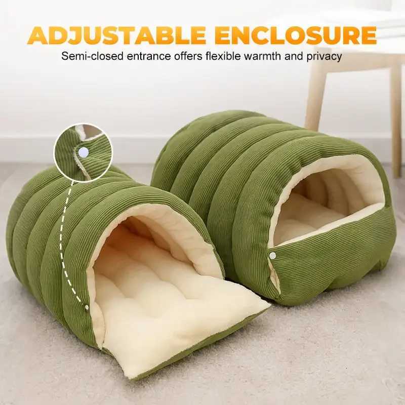Winter Thermal Plush Cat Bed Winter Warm Enclosed House with Removable Washable Cover for Cats Small Pets Anxiety M251217