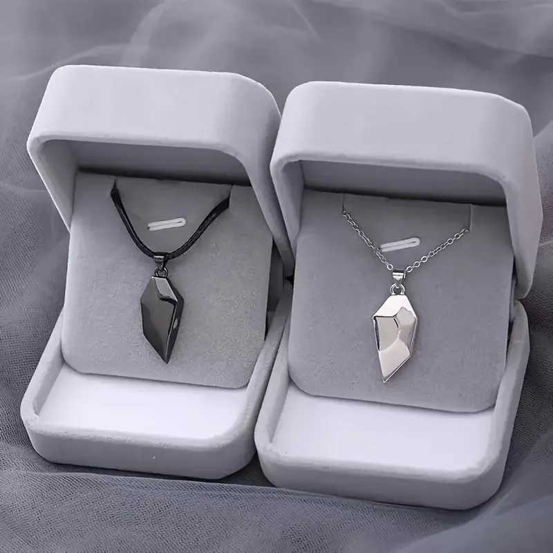 Good Simple Quality Couple Pendant Necklace ElectrocardiogramMagnetic HeartPendant Splicing Necklace Valentines Day Gifts G251217