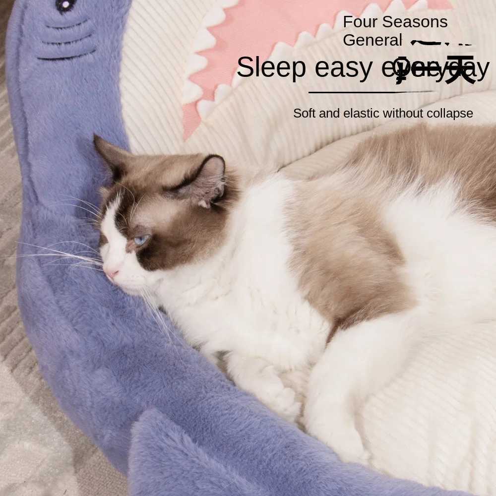 2024 New autumn and winter sofa pet bed anti-slip and cute great white shark-shaped cat bed dog bed sleeping pad and pet bed M251217