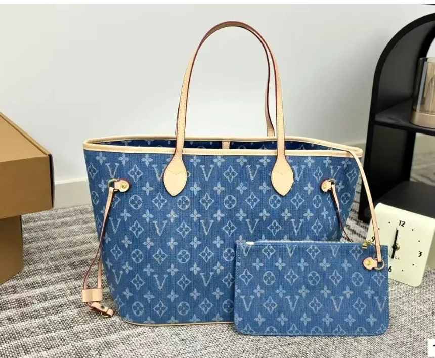 hot luxurys designer bag lvslys denim tote bag women shoulder louislys handbags woman flap ladybags chain capacity shopping vuittonhandbags ladies purse 168CC