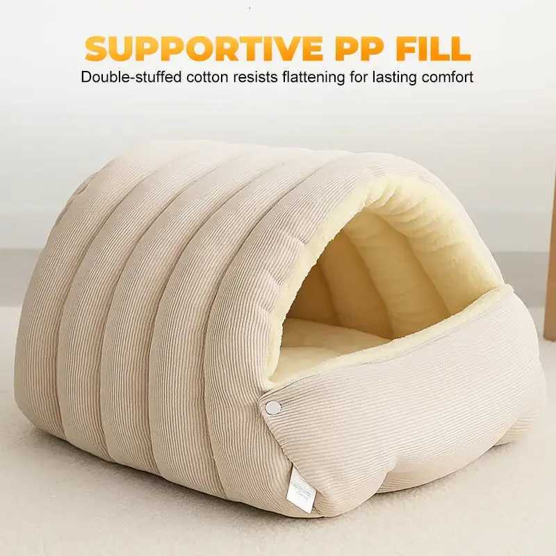 Winter Thermal Plush Cat Bed Winter Warm Enclosed House with Removable Washable Cover for Cats Small Pets Anxiety M251217