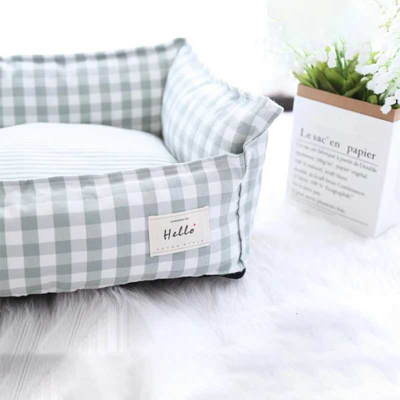 Soft Warm Pet Dog Bed Cat Bed Removable Washable Cotton Linen Nest Small Medium Large Dogs Comfortable Sleeping Mat Pet Supplies M251217